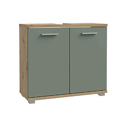 Forte-Forte CMPK021M888 Meuble sous-lavabo 2 portes 69,9x28,9x62 cm Chêne artisan Vert sauge