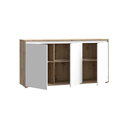 Anonymes SKELPESXPK231M9 Buffet 3 portes blanc mat et chêne 152,6x42x78,5 cm pas cher