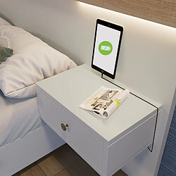 Blossom Paris Ensemble lit double 160x200, 2 tables de chevet LED USB-C, cadre bois (Sonoma Oak/Blanc, sans matelas) pas cher