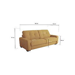 Avis DUNLOPILLO SOAA23023922 Canapé convertible 3 places tissu gaufré ocre 215x100x91 cm