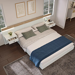 Avis Blossom Paris Ensemble lit double 160x200, 2 tables de chevet LED USB-C, cadre bois (Sonoma Oak/Blanc, sans matelas)