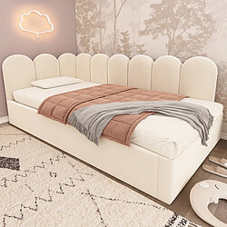 Avis Blossom Paris Lit canapé capitonné 90x200 / lit extensible 90x190, enfant, cadre lattes, velours beige (sans matelas)