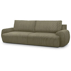 Anonymes MILO Canapé convertible 3 places velours côtelé vert kaki 254 x 99 x 84 cm