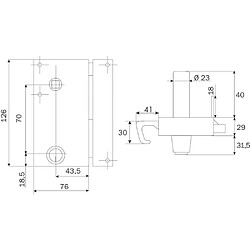 Iseo ZENITH 571 Serrure monpoint 40 mm vertical tirage droite