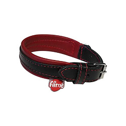 Avis Aime YAGO819064 Collier cuir S 27-35 cm noir et rouge 20 mm