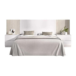 Lona Ensemble tête de lit et chevets - Blanc et bois