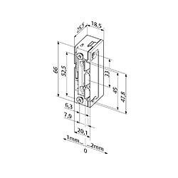 Effeff 138.53 F91 Gâche électrique 24 V Profix2 66 x 20,1 x 26 mm