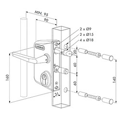 Locinox LAKQ30U2L Serrure applique portail 30-50 mm argent