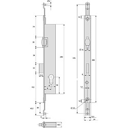 Stremler serrure multipoints 3 points - Métal argenté brossé