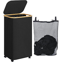 Vendos85 Panier à linge sur roues sac amovible - Noir