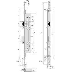 Stremler 2270.36.TI24 Serrure à larder 3 points 36 mm