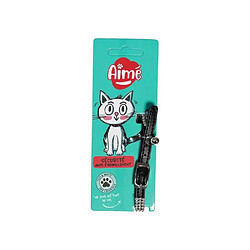AIMO 902076 Collier chat ajustable 18-28 cm nylon strass noir