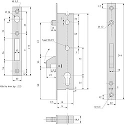 Stremler serrure monopoint coulissante - Inox