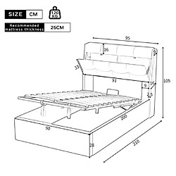 Avis modfu Lit coffre 90x200 cm avec sommier à lattes et tête de lit, en similicuir, blanc