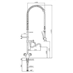 Douchette vaisselle avec mitigeur et col de cygne monotrou - Combisteel