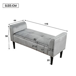 Avis modfu Banc d’appoint gris 116 x 44 x 56 cm, velours, accoudoirs