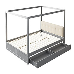 Acheter modfu Lit adulte 140x200 cm avec tiroirs et tête de lit, en bois, gris