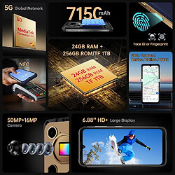 FOSSiBOT F112 Pro 5G Smartphone Incassable 24Go+256Go 6.88" Dual SIM Octa-Core 50MP NFC- Vert