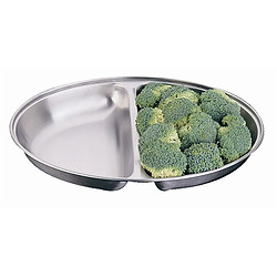 Plat à légumes ovale en inox 2 compartiments 180 x 252 x 42 mm - Olympia