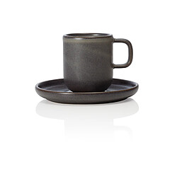 Lot de 6 tasses à espresso et soucoupes en Grès 0,09 L Gris pierre H 65 mm - Was Germany