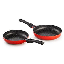 Lot de 2 Poêles MAGMA 24 / 28 CM Fonte d'Aluminium Manche Amovible - Pradel