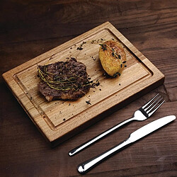 Petit planche à steak en bois d'acacia 260 x 188 x 25 mm - Olympia pas cher