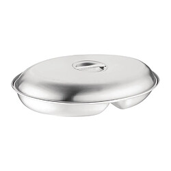 Plat à légumes ovale en inox 2 compartiments 180 x 252 x 42 mm - Olympia