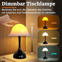Nettlife Lampe bureau sans fil LED noire, tactile, luminosité variable, charge USB