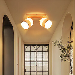 NETTLIFE Plafonnier LED 2 feux spot plafonnier couloir lampe bois E14 vintage orientable 350°