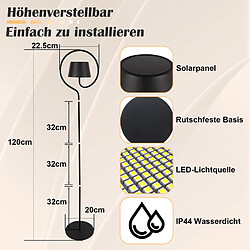NETTLIFE Lampadaire LED salon dimmable 120cm : lampadaire solaire extérieur avec batterie rechargeable USB-C lampadaire sans fil hauteur réglable