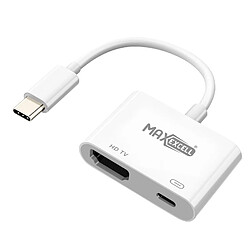 Max excell Adaptateur Vidéo HDMI vers USB-C Ultra-HD 4K avec Charge rapide USB-C 100W Blanc