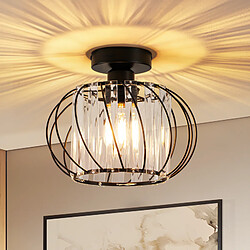 NETTLIFE Plafonnier Plafonnier moderne en cristal : Lampe de couloir noire E27 Lampe de cuisine vintage avec cadre en métal à l'intérieur