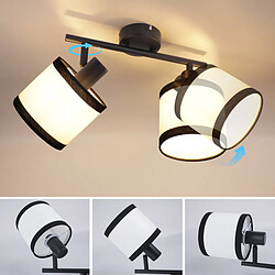 Spot de plafond NETTLIFE noir, lampe de couloir, 2 flammes - Spots de plafond LED E14, plafonnier en tissu, orientable, vintage (sans ampoule)