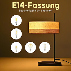 Nettlife Lampe de Table Vintage Noire E14, Tissu, Rustique Rétro pour Salon Chambre Bureau (Sans Ampoule)
