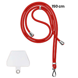 Avizar Tour de Cou 150cm pour Smartphone en Nylon avec Fixation Universelle Rouge