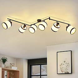 Spot de plafond NETTLIFE 6 flammes noir - Plafonnier E14 rétro en tissu, pivotant à 350°, pour salon, chambre, cuisine, bureau (sans ampoule)