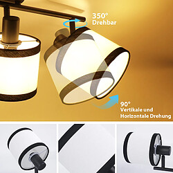 Spot de plafond NETTLIFE noir 3 flammes - Spots de plafond E14 Plafonnier tissu pivotant 350° Lampe de cuisine vintage(sans ampoule)