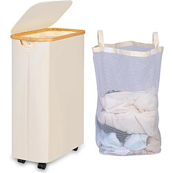Vendos85 Panier à linge rectangulaire - Beige
