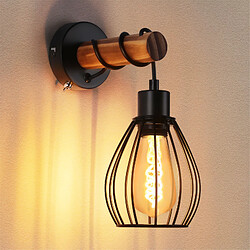 NETTLIFE Applique murale avec interrupteur applique vintage : applique murale en bois noir E27 industriel