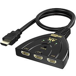 Max excell Switch HDMI 3-en-1 Résolution 4K Ultra HD avec Bouton de Sélection Noir