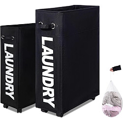 Vendos85 Panier à linge slim - Noir