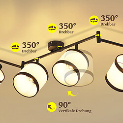 Spot de plafond NETTLIFE 6 flammes noir - Plafonnier E14 rétro en tissu, pivotant à 350°, pour salon, chambre, cuisine, bureau (sans ampoule)