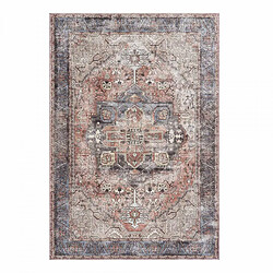UnAmourDeTapis Tapis salon 160 x 230 cm rose, bleu, beige, kilim graphique, structure vintage et chaleureuse