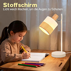 Nettlife Lampe de Table Vintage Bois - Lampe Chevet Tissu E14 Câble, Pivotante Rustique Rétro pour Chambre Bureau (Sans Ampoule)