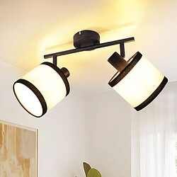 Spot de plafond NETTLIFE noir, lampe de couloir, 2 flammes - Spots de plafond LED E14, plafonnier en tissu, orientable, vintage (sans ampoule)