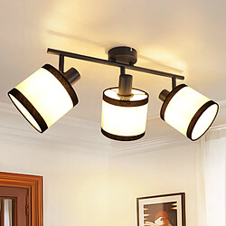 Spot de plafond NETTLIFE noir 3 flammes - Spots de plafond E14 Plafonnier tissu pivotant 350° Lampe de cuisine vintage(sans ampoule)