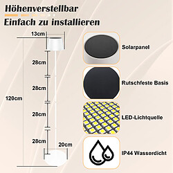 Lampadaire solaire d'extérieur NETTLIFE 120 cm : Lampadaire LED à intensité variable avec batterie rechargeable USB-C, blanc, hauteur réglable