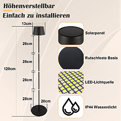 Lampadaire LED NETTLIFE salon 120cm : Lampadaire solaire extérieur tactile dimmable 3000K-6500K avec batterie rechargeable USB-C hauteur réglable