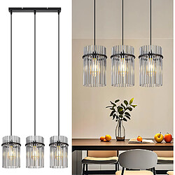 Nettlife Suspension Noire Vintage, Lampe à 3 Lumières en Verre, Douille E27, Ø 16 cm, pour Table à Manger, Salon (sans ampoules).