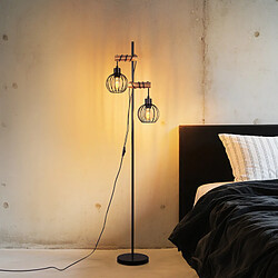 Nettlife Lampadaire métal et bois - Noir pas cher